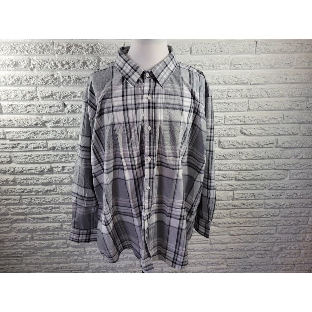 Swiss Cross Mens Shirt 5XL Long Sleeve Collar Button Up Casual Gray PLA100XE